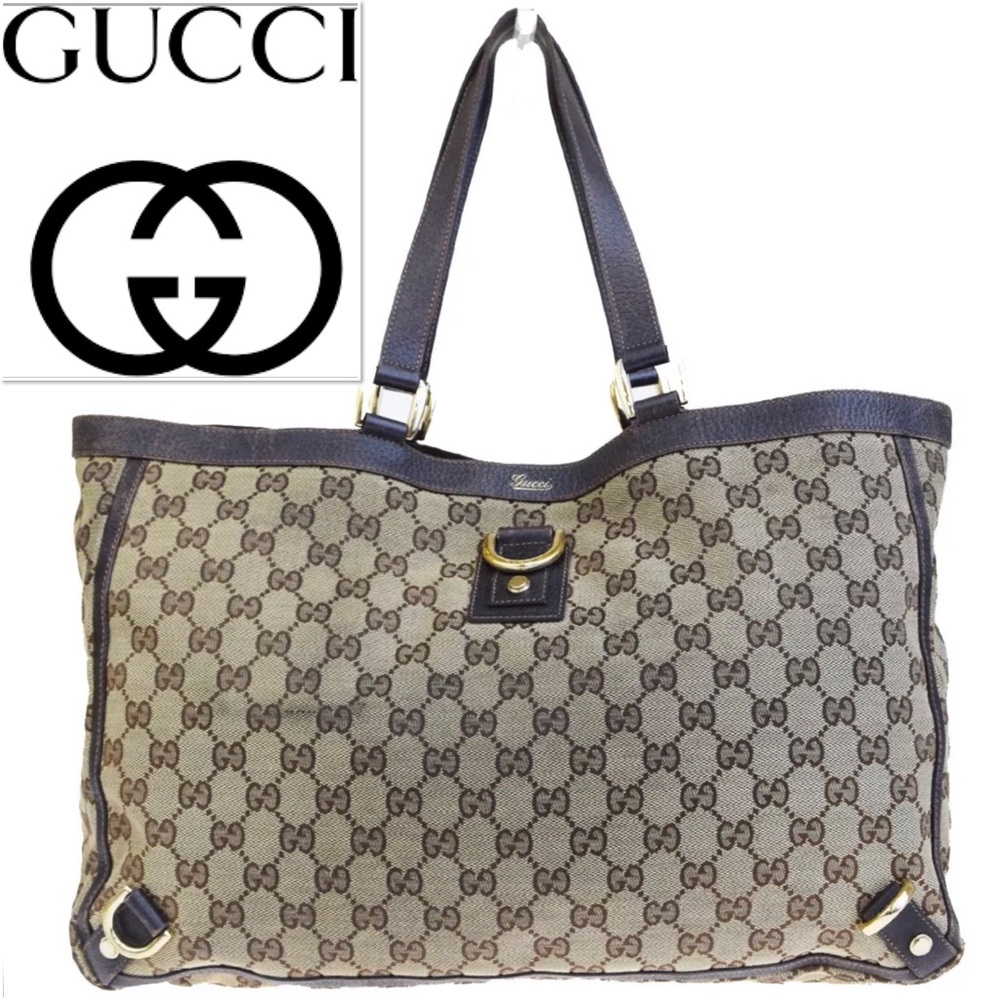 👜 GUCCI GG Shoulder Tote Canvas Leather Brown Bag
